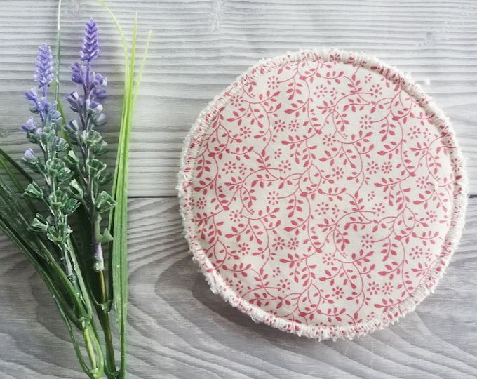 Reusable Breast Pads - Cream Pink Leaves