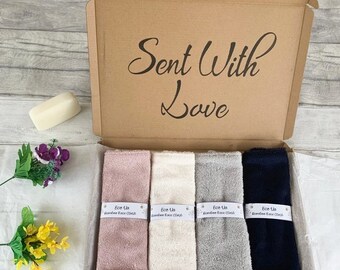 Bamboo Face Cloths Gift Set - Rose / Ivory / Silver / Navy