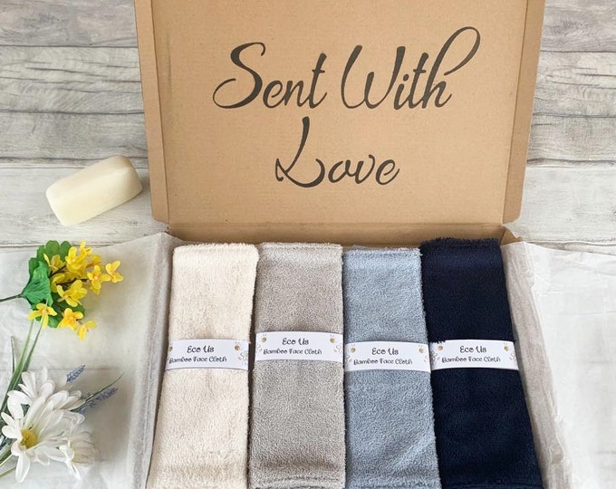 Bamboo Face Cloths Gift Set - Ivory / Silver / Blue / Navy