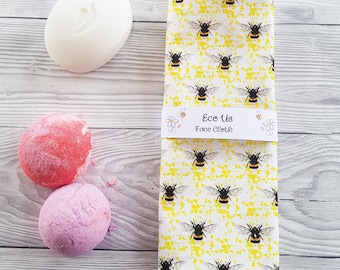 Face Cloth - Bamboo and Cotton - Bees - Yellow/Cream