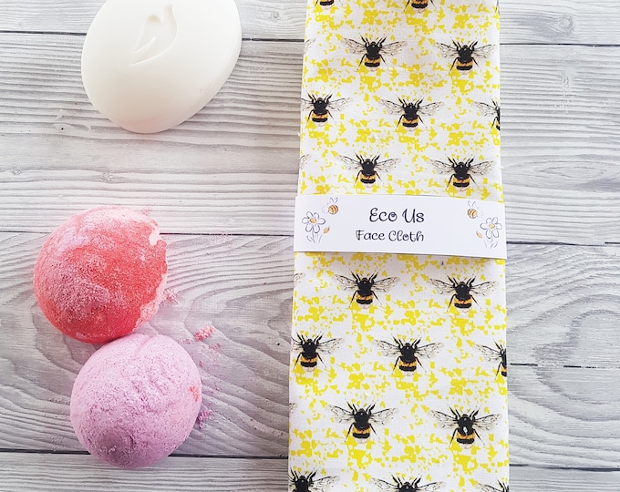 Face Cloth - Bamboo and Cotton - Bees - Yellow/Cream