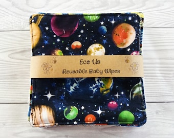 Reusable Bamboo Baby Wipes - Space