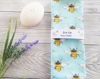 Face Cloth - Bamboo and Cotton - Bees Blue