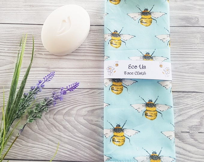 Face Cloth - Bamboo and Cotton - Bees Blue