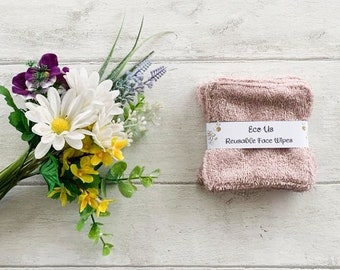 Reusable Bamboo Face Wipes 4"x4" - Rose