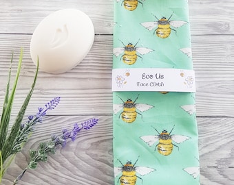 Face Cloth - Bamboo and Cotton - Bees Green