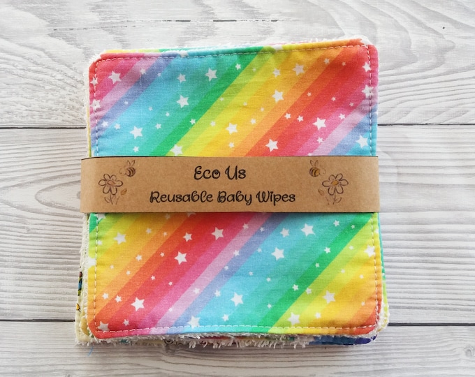 Reusable Bamboo Baby Wipes - Rainbow Stars