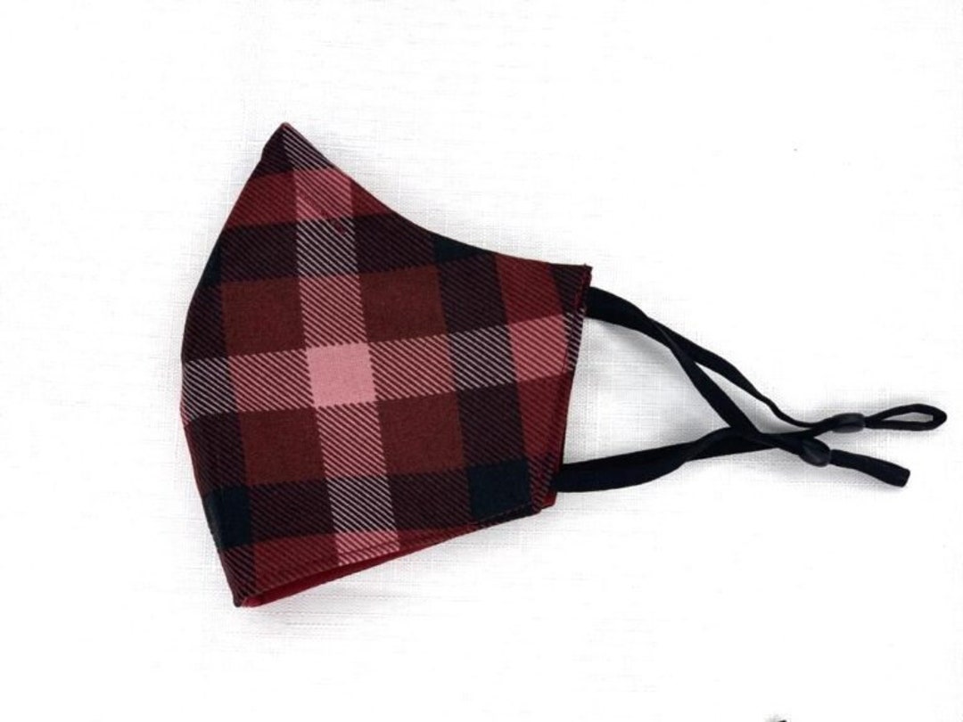 Red Flannel Cotton Face Mask Flannel Mask Matching Scrunchie Headband