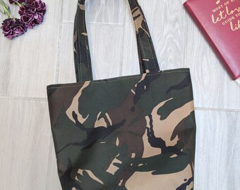 Camouflage Camo Tote Bag | Hand Made Washable Reusable Tote Bag, Camo Tote Bag, Made in USA!