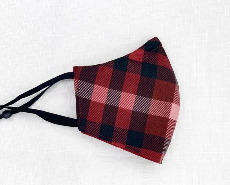 Red Flannel Cotton Face Mask Flannel Mask Matching Scrunchie Headband