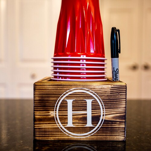 Monogrammed Solo Cup Holder With Sharpie Etsy