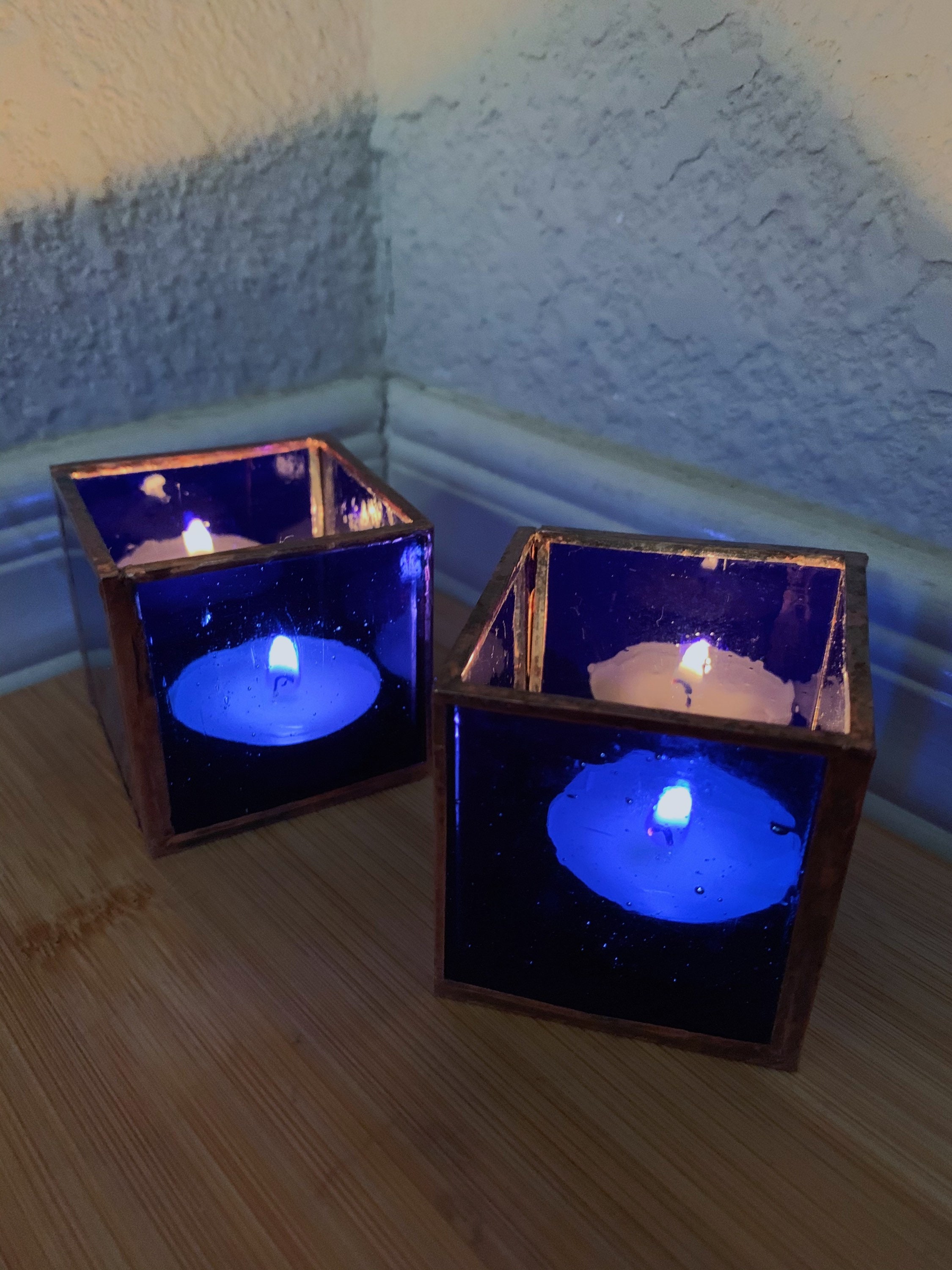 Stained Glass Tea Light Candle Holders Etsy