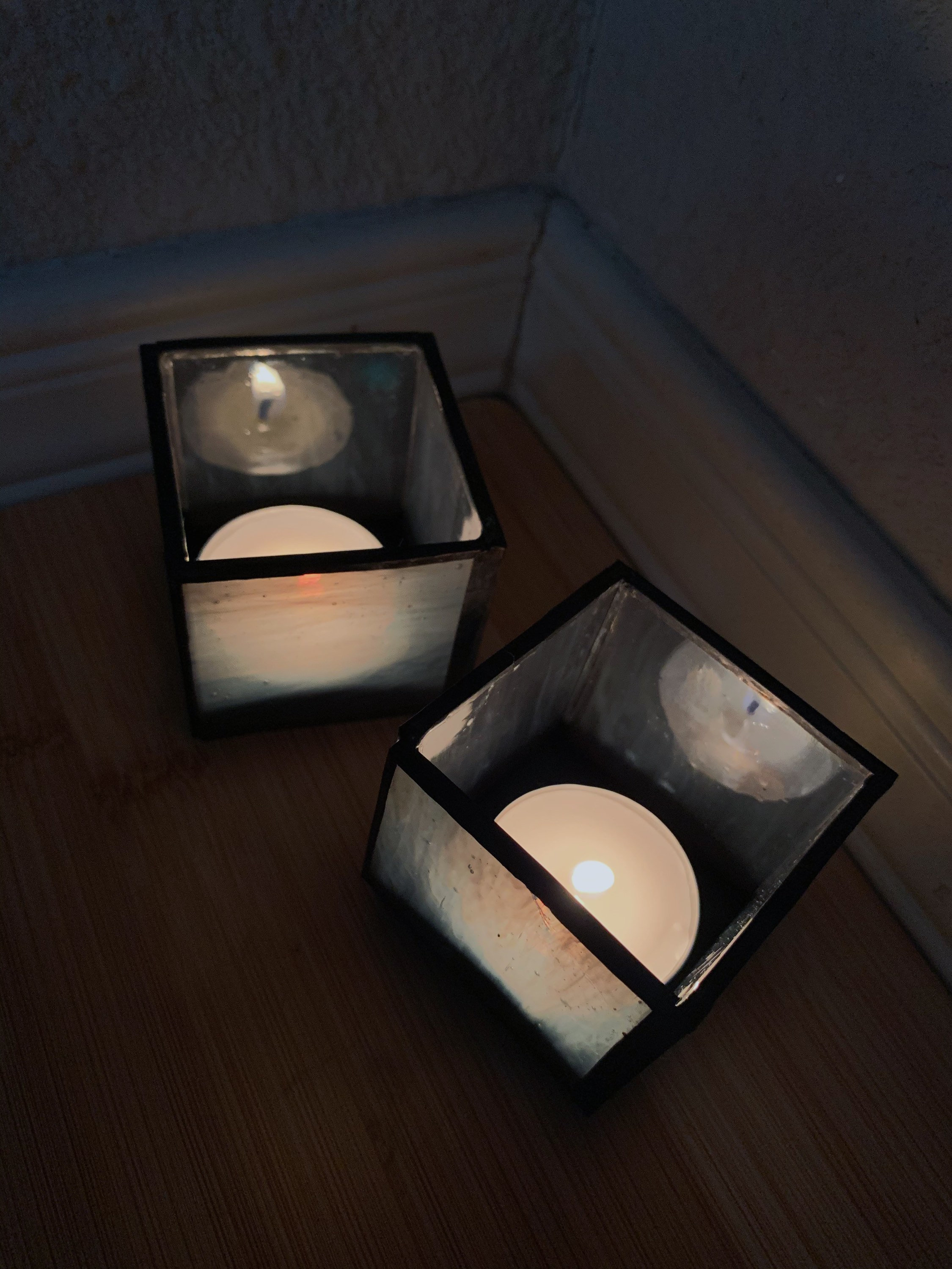 Stained Glass Tea Light Candle Holders Etsy