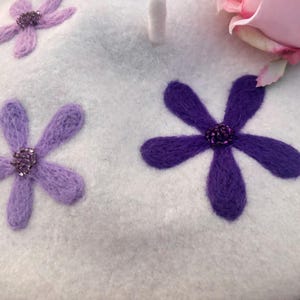 White Beret, flower beret Purle daisy beret, French Beret, Handmade Beret, Best Gift For Women, Wool Beret Hat, Party Hat,  Funny Gift,