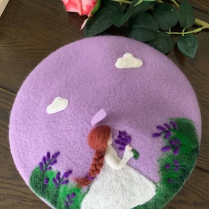 Lavender Beret ,Beret Hat,Cute beret, French Beret, Handmade Beret, Best Gift For Her,Wool Felt Beret, Party Hat, Kawaii Beret,