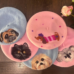 Handmade Wool Animal Beret: Dog, Cat, Koala, Sausage Dog