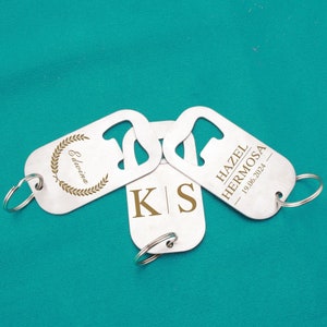 Bottle Opener Key Chain,Hand Stamped,Custom Bottle Opener,Groomsmen Gift Idea,Wedding Party Favors,Party Favors