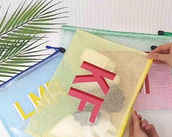 Shadow Monogram Clear Pool Bag, Personalized Beach Pouch