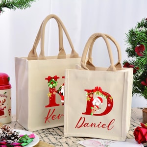 Personalized Christmas Tote, Custom Christmas Gift Bags,Christmas party bags,Red Gift Bags,Christmas sacks,Holiday Party Favor Bags