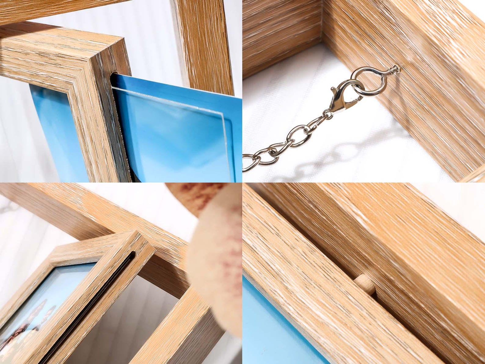 Line Up Rotation Frame Personalized Gift Wooden Double Photo Rotation Frame:unique Wedding ...