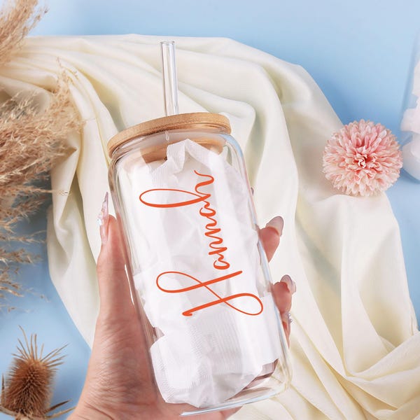 Personalized Name Glass Tumbler-Custom Gift Glass for Bridesmaid-Bridesmaid Proposal Gift -Wedding Gift-Bridesmaid Gift, Bridesmaid Proposal