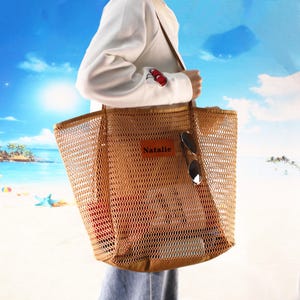 Personalisierte Strandtasche Tragetaschen Benutzerdefinierte große Strandtaschen mit Namen Brautjungfer Geschenktasche Tote