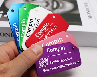 Étiquette de bagage personnalisée en aluminium gravée, pièce d'identité de sac de voyage personnalisée