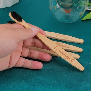 Personalized Bamboo ToothbrushesCustom Name Toothbrush,Travel Toothbrush,- Eco-Friendly Family Toothbrush Multipack -Zero Waste,Plastic Free