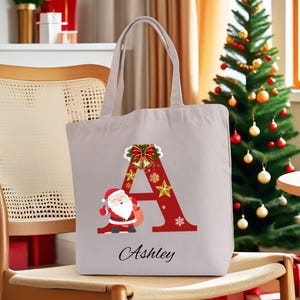 Bolsa de Papá Noel personalizada, bolsa de Navidad, neceser navideño personalizado (nombre e inicial), bolsa de regalo de Navidad.