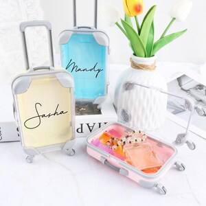 Custom Mini Koffer Feestje,Plastic Kleine Reisbagage Voor Snoep Make-Up Sieraden Meisje Verjaardag Reis Bruiloft Vrijgezellenfeest Gunsten
