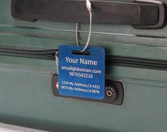 Personalized Steel Luggage Tag, Custom Travel ID, Backpack Tag