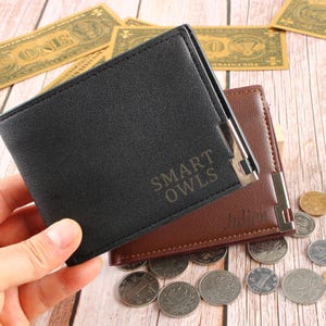 Custom Engraved Wallets,Mens PU Leather Wallet,Groomsmen Gifts,Party Gifts,Wedding Party Favors,Gifts for Dads,Birthday Gift