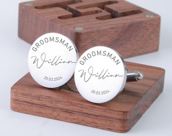 Engraved Groomsmen Gifts, Custom Cufflinks Set, Groomsmen Proposal,  Best Man Gift, Personalized Groomsman Cufflinks, Engraved Cufflinks