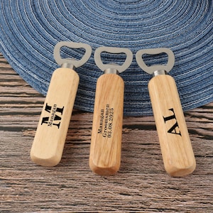 Personalized Wooden Bottle Opener,Custom Groomsmen Gifts,Husband Gift Idea,Wedding Favor for Guests,Party Favors,Business Promotional Items