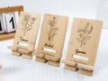 Personalized Wood Phone Stand, Engraved Floral Design, Desk Organizer