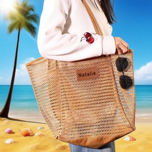 Large Straw Beach Bag,Mesh Beach Bag,Handwoven Peshtemal Bag,Tote Bag,Oversized Beach Bag with Pockets,Mesh travel bag,Bridesmaid Gift