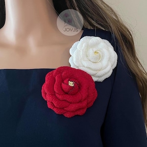 Tweed Camellia flower brooch, Elegant flower brooch, flower brooch for women, flower brooch for suit, flower brooch for dress, unique gifts