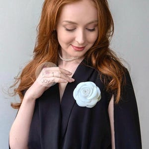 White Matte Silk Camellia flower brooch, Elegant flower brooch, flower brooch for women, flower brooch for suit, bag charm