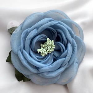 Vintage Organza Juliet Rose Brooch: Handmade Flower Pin/Hair Clip