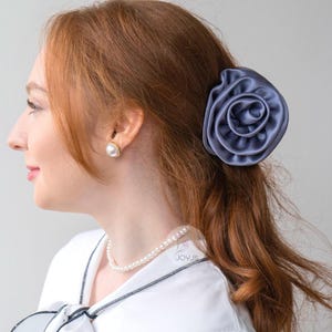 Satin Rose Hair Claw, Elegant Hair Claw, Adult Hair Claw, Flower Hair Claw, Handmade Hair Claw, Hair Claw Clip, Gifts for Her