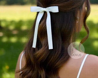 Laço de cabelo simples em cetim fosco, laço elegante feito à mão para mulheres e meninas, acessório de cabelo de estilo clássico, laço de cabelo adulto, presente para ela.
