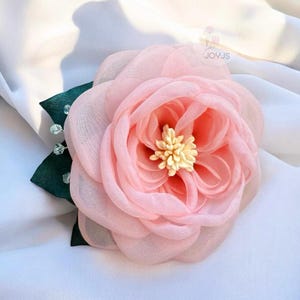 Handmade Chiffon Juliet Rose Brooch: Flower Pin or Hair Clip
