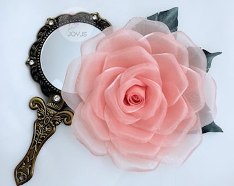 Handmade Organza Rose Brooch, Elegant Flower Pin, Bag Charm, Hat Decoration, Unique Gift for Her