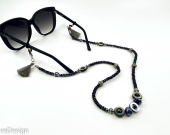 Calliope | Antracite / Black Versatile Chain | Gray Versatile Cord | Sunglasses Cord | Mask Cord | Keychain