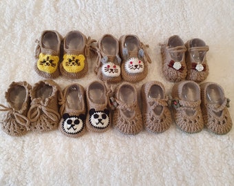 Crochet baby shoes, handmade baby shoes, handmade baby booties, crochet baby gifts