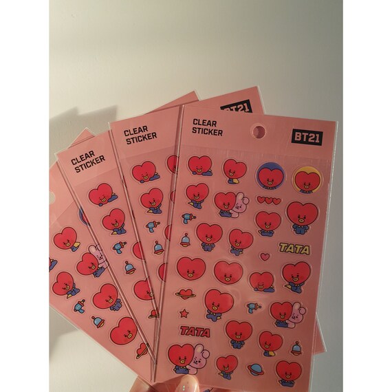 Bts Bt21 Clear Sticker Bts Stickers Tata Bts V V Tata Etsy