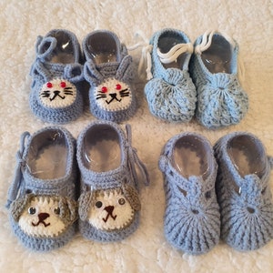 Blue baby shoes, Crocheted baby shoes, handmade baby shoes, crochet baby booties, crochet baby gifts