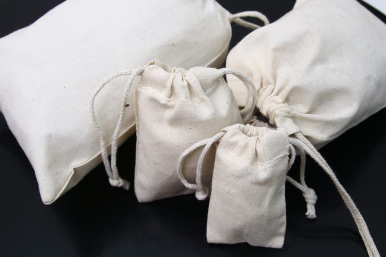 12x16 Inches Cotton Muslin Bags 100% Organic Cotton Double Drawstring Premium Quality Eco Friendly Reusable Natural Bags. zdjęcie 6