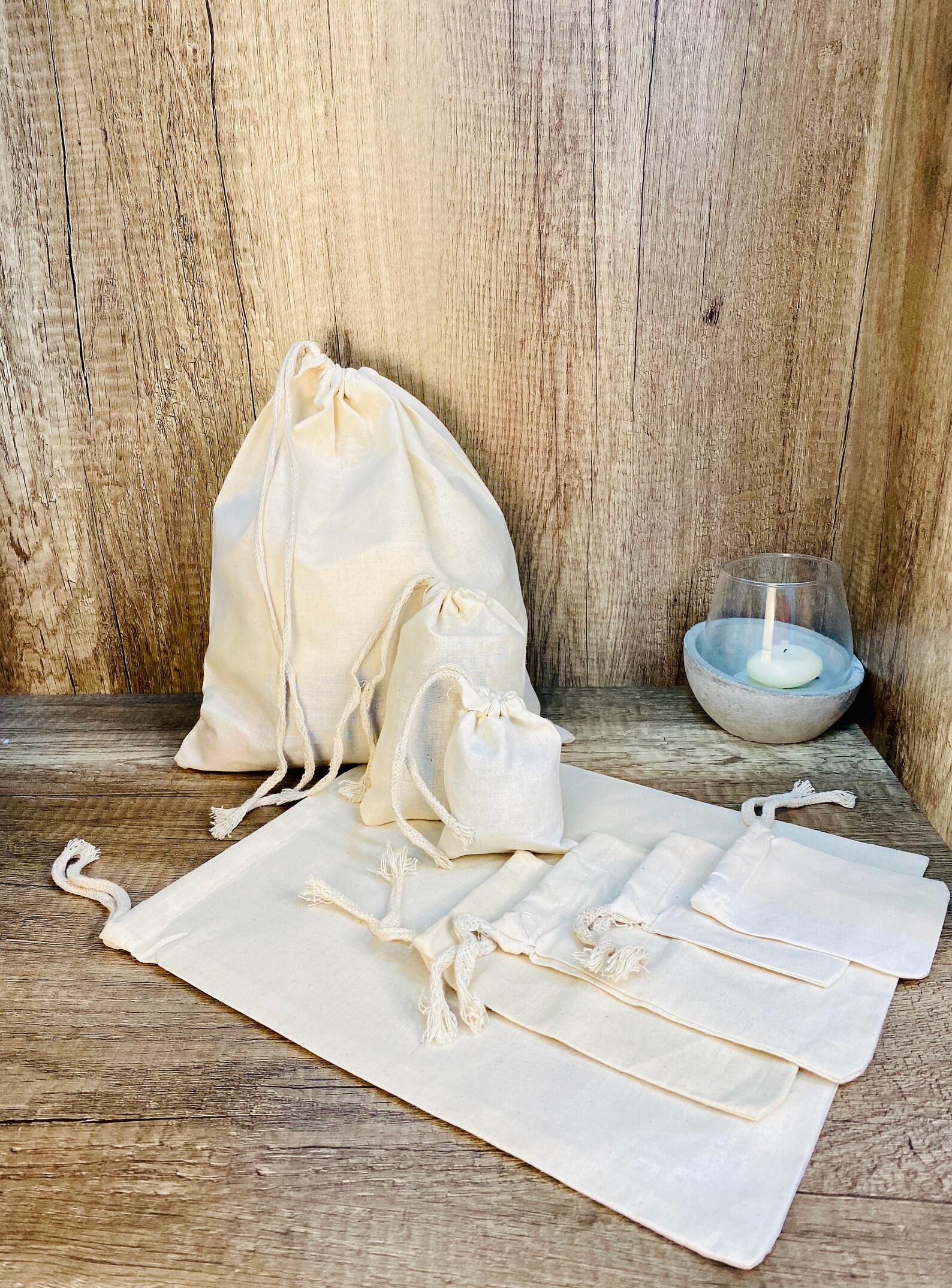 6x8 Inches, Organic Cotton Reusable Single Drawstring Muslin Bags, Best