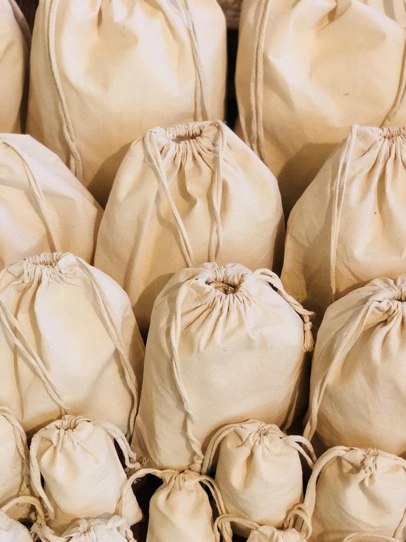 20.32 x 25.40 cms Cotton Muslin Bags 8x10 Inches Poly Cotton Double Drawstring Premium Quality Eco Friendly Reusable Natural Muslin Bags